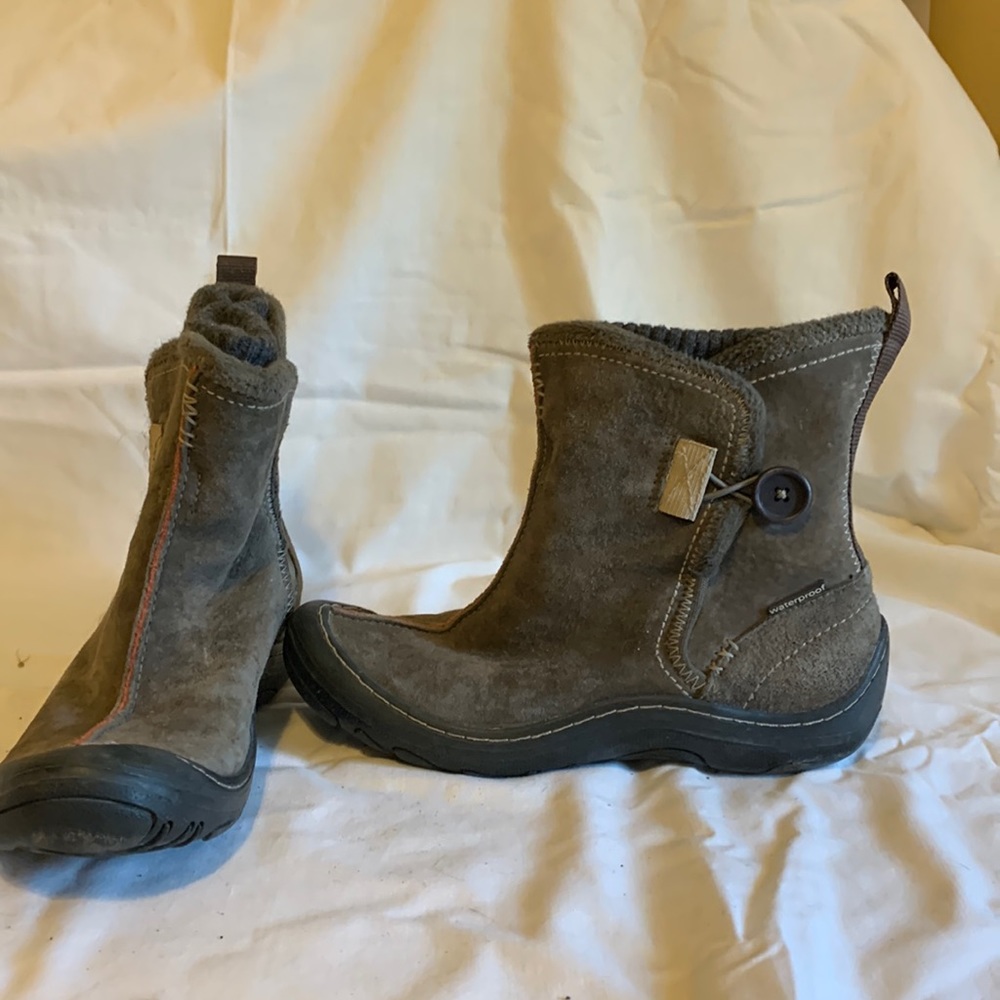 Olive green suede booties